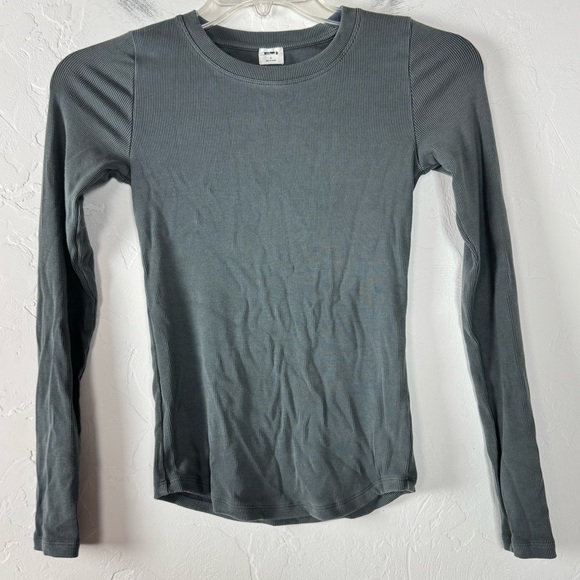 Aritzia Wilfred Free Shirt‎ Knit Top Tee Go To Longsleeve Ribbed Crew Neck Grey - Picture 1 of 8